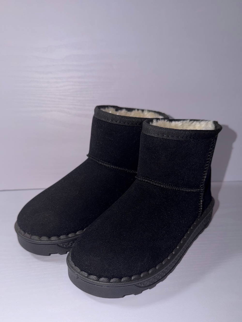 NWOT SHEIN Black Boots with Cream Shearling Interior